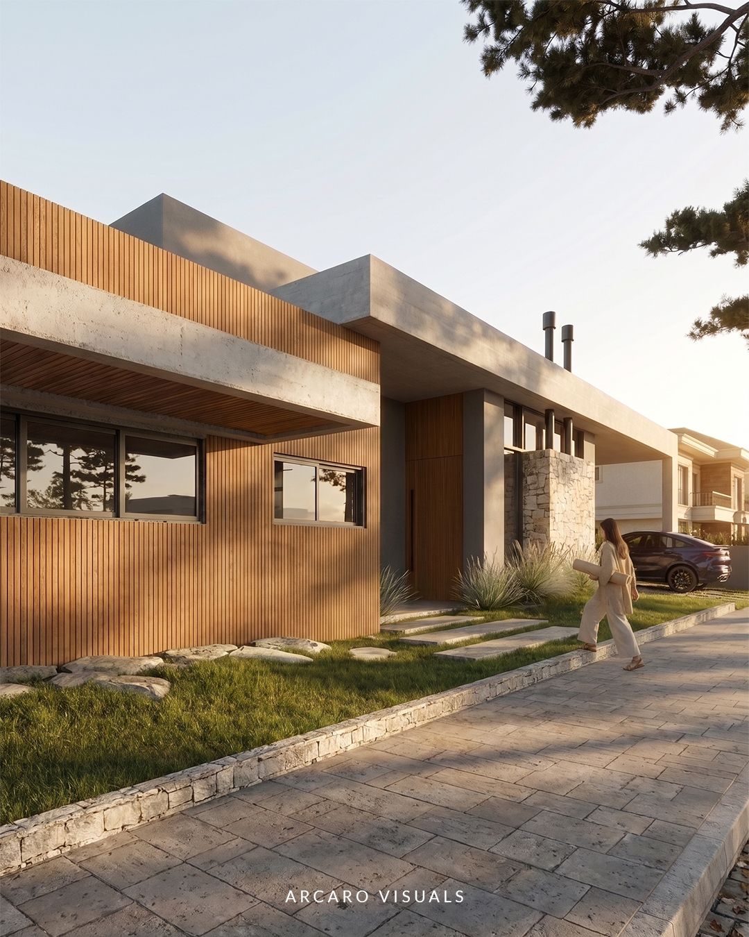 Modern Stone & Wood House – image 7/12
