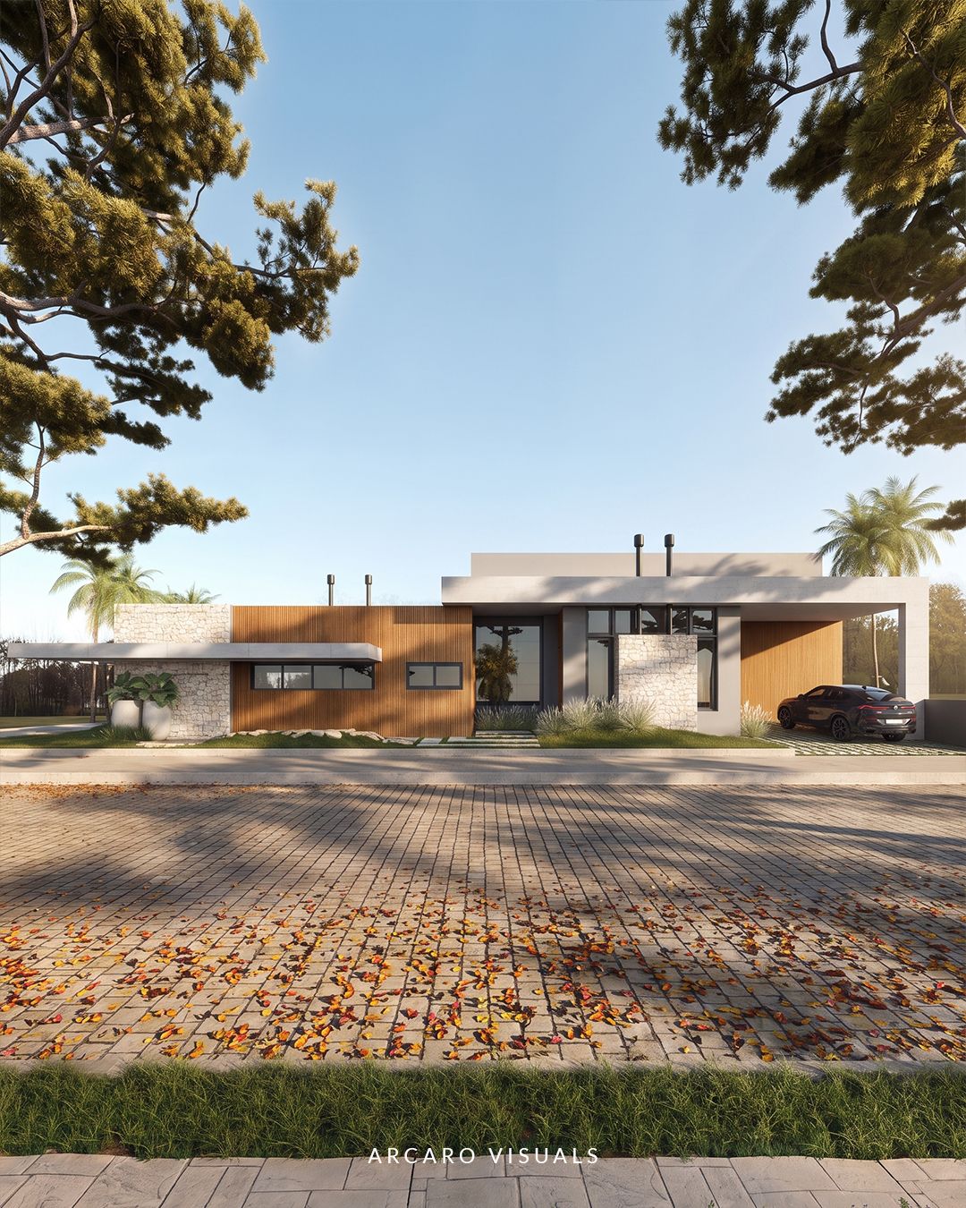 Modern Stone & Wood House – image 9/12