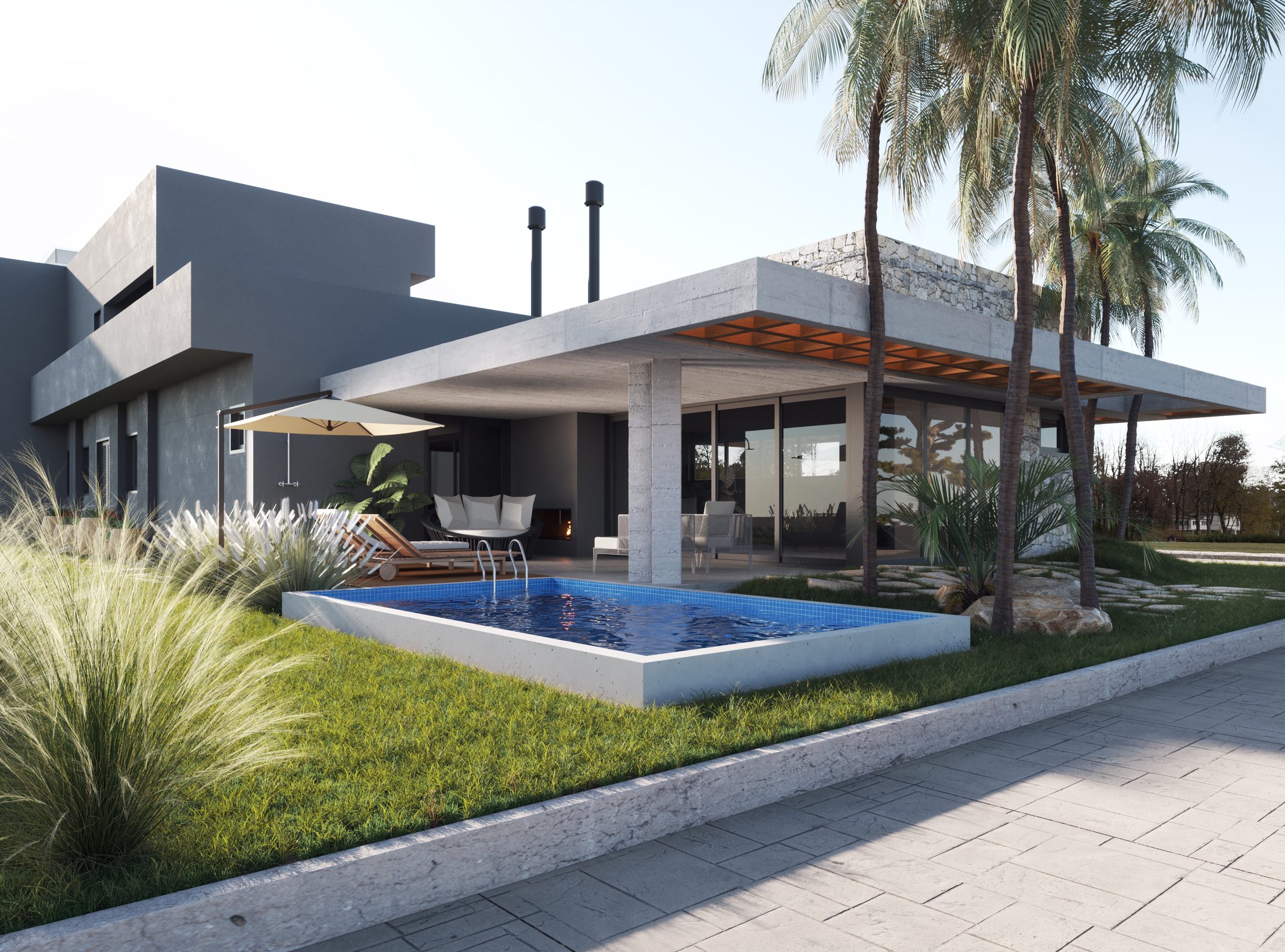 Modern Stone & Wood House – image 3/12