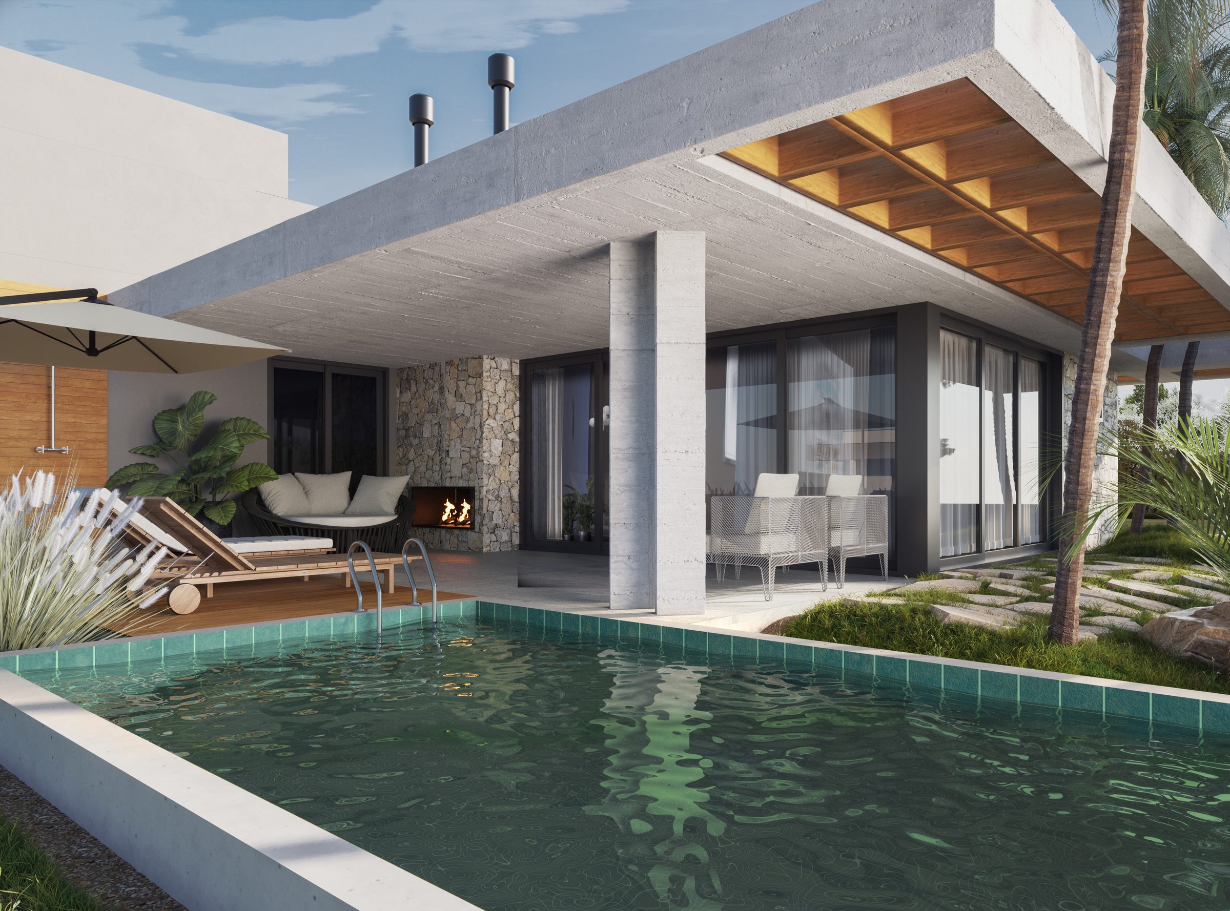 Modern Stone & Wood House – image 4/12